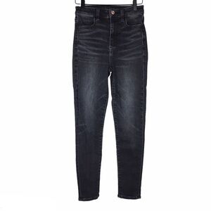 AMERICAN EAGLE Jeans Highest Rise Jegging Crop Faded Black Wash Size 4 Regular